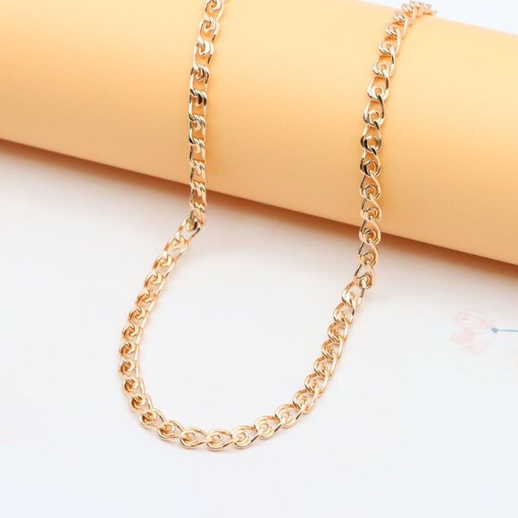 Bold Rose Gold Curb Chain Necklace Polished Statement Piece, XPNL0285 - Picture 7 of 12